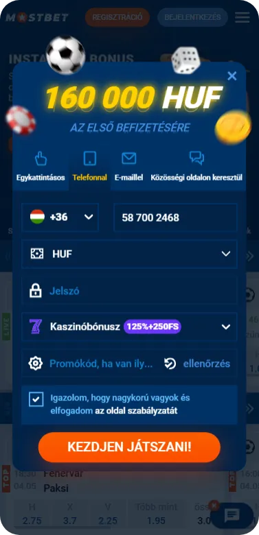 Mostbet Adatok megadása
